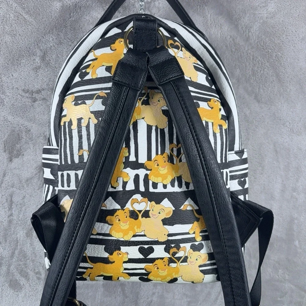 Loungefly Disney Lion King Simba Nala Heart Mini Backpack Bag AOP Striped